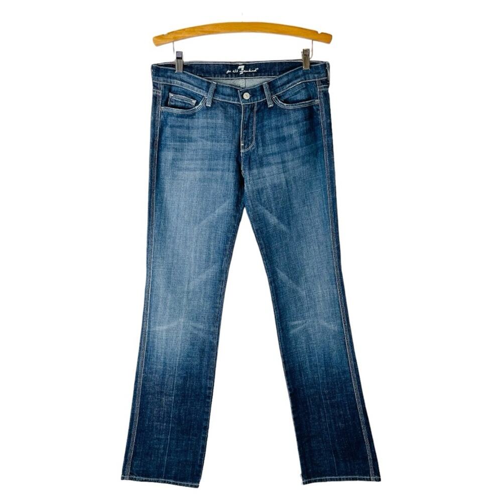 7FAM blue Colette straight leg preppy jeans 31